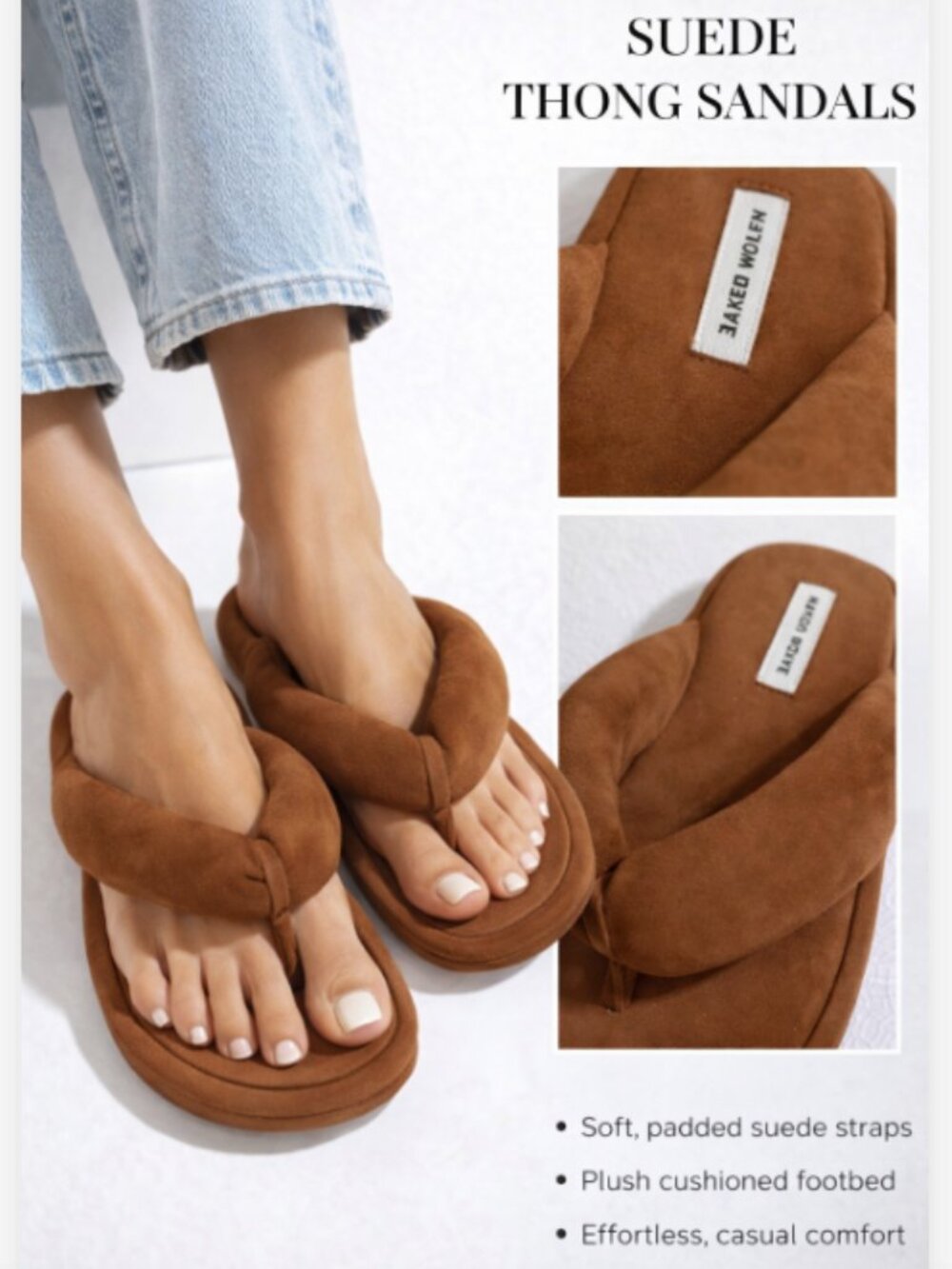 Naked Wolfe Hilary Brown Leather Platform Flip Flop Sandals EU 37 US 7